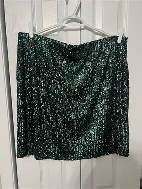 Reitmans Sparkling Emerald Sequin Mini Skirt - Women XL